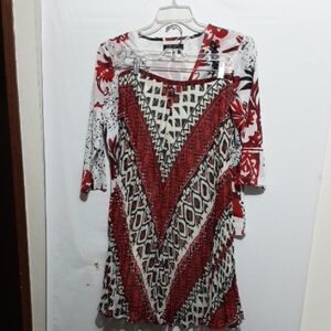 Vintage CITY GIRL Bohemian Women's S/M Red and Black Patterned Retro Set